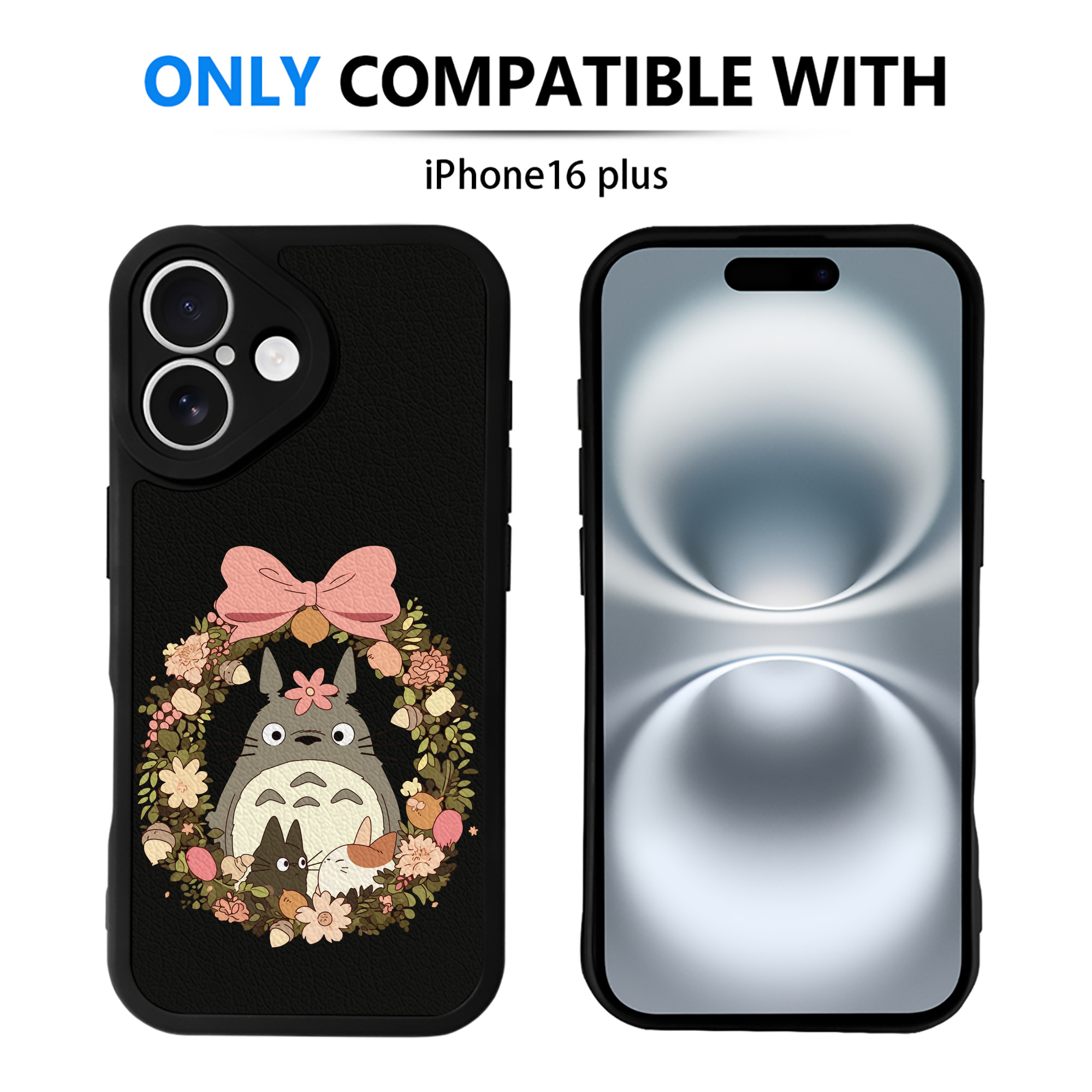 （画像用） となりのトトロ 草壁メイ 草壁サツキ My Neighbor Totoro Satsuki Kusakabe Mei Kusakabe 【iPhone 16シリーズ対応】シリコンスマホケース（レザー調） 材質：シリコン